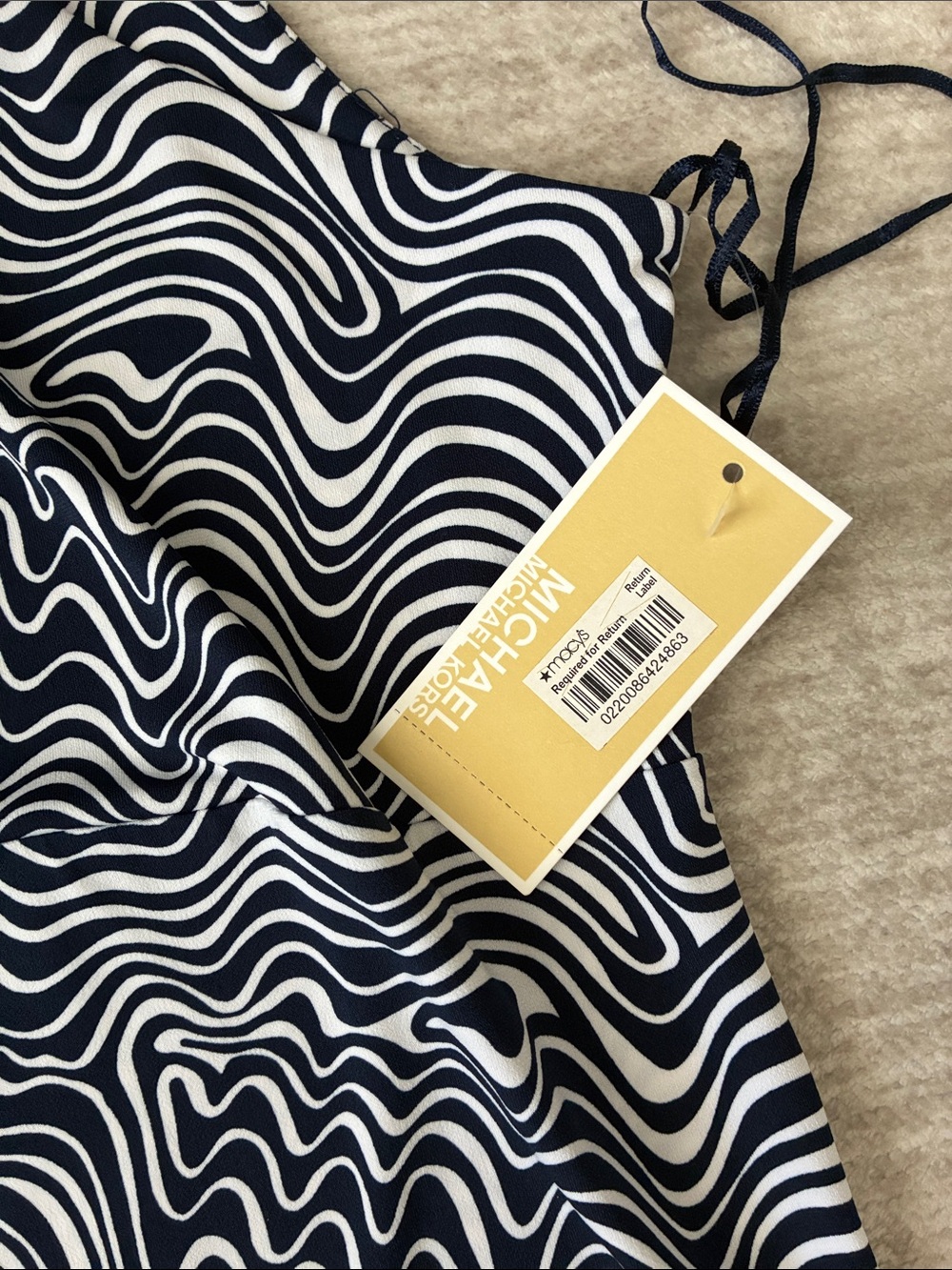 Michael Kors Navy & White Wavy Halter - Picture 3 of 5